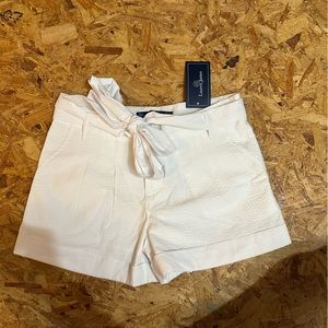 NWT Lauren James White Seersucker Bow Shorts